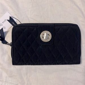 NWT Vera Bradley classic navy blue full size twill wallet.